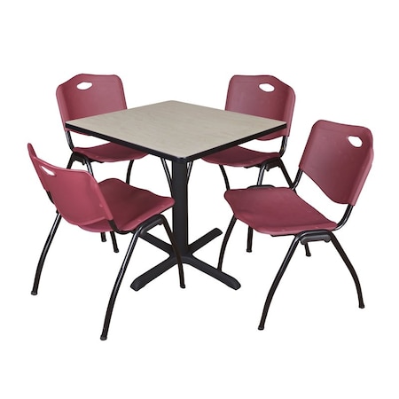 Cain Cain Square Table & Chair Set, Wood, Metal, Plastic Top, Maple TB3030PL47BY